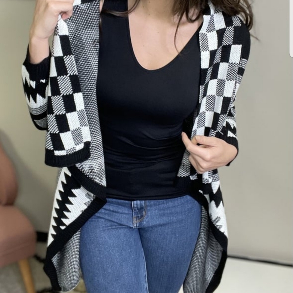 Davi Dani southwestern geo open front bandana cardi